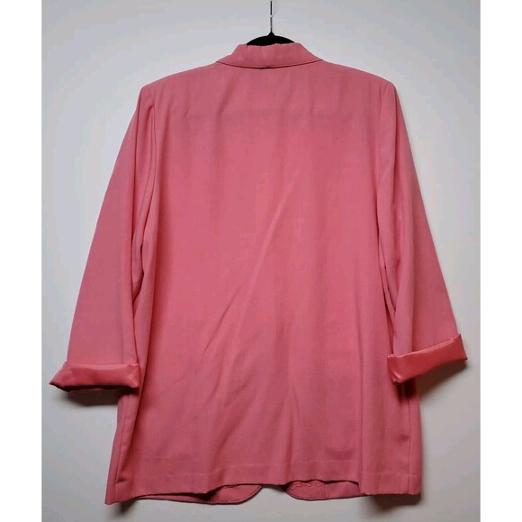 Vtg Sag Harbor Women's 14 Blazer Salmon Square Pockets Collar 1 Button Closure - Picture 12 of 16